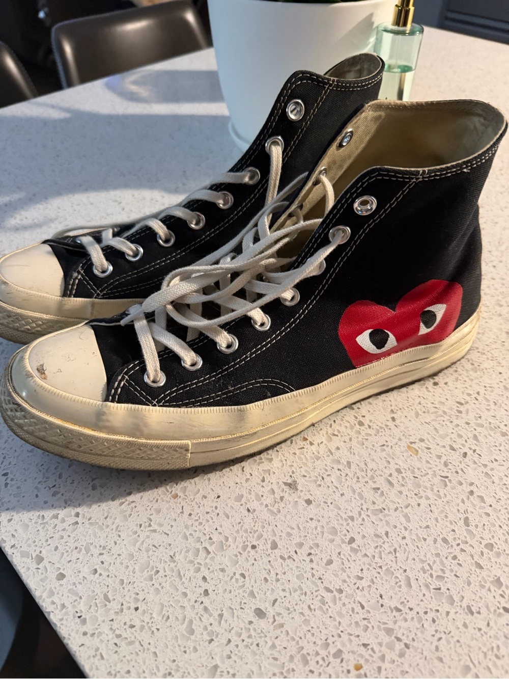Converse Kids Black High-Top Sneakers with Red Heart Graphic